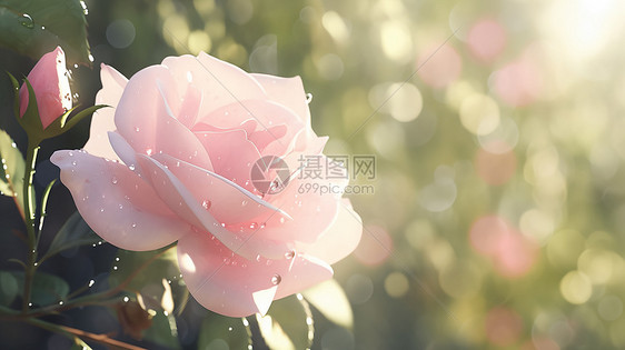 夏季花园中绽放的粉色玫瑰花图片