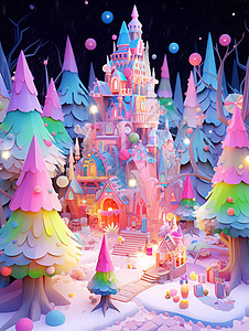 童话世界的圣诞森林图片