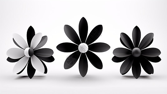 黑白简约几何花朵元素图片