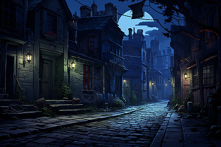 夜晚的城镇背景图片