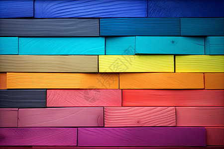 彩色缤纷的木墙背景图片