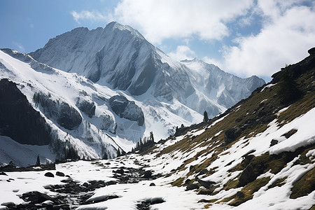 白雪皑皑的山峰图片