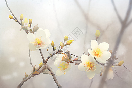 绽放的白色小花背景图片