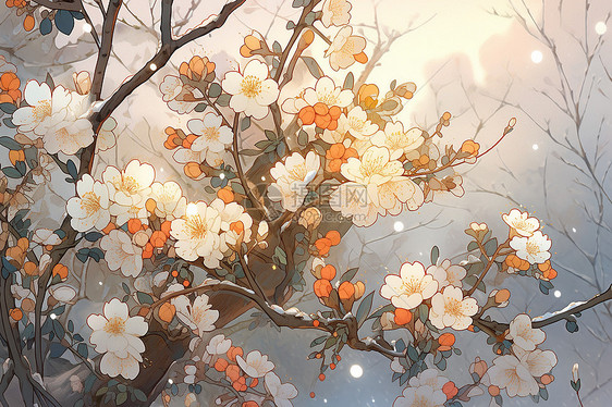 梅花冬日绽放图片