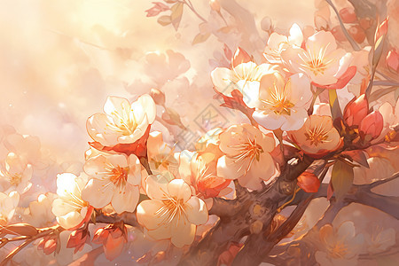 冬花绽放的梅花背景图片