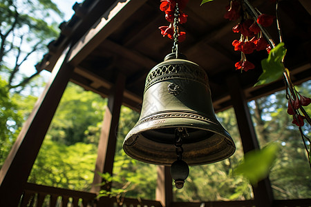 钟声悠扬寺庙钟剪影高清图片