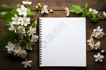桌面上的书和花朵背景图片
