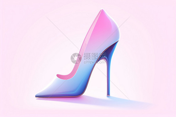 霓虹蓝粉色高跟鞋图片