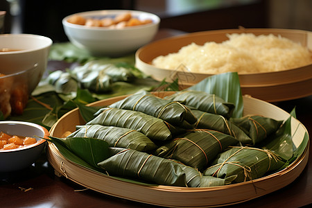 传统竹叶粽子背景图片