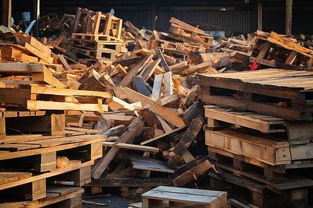 仓库中一堆木头背景图片