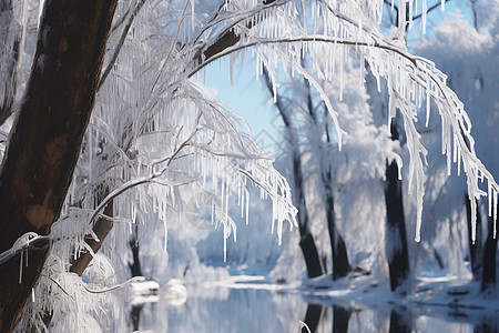 冰枝挂冻树图片