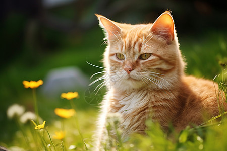 花丛里的猫咪图片