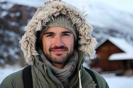 雪山上的男人图片