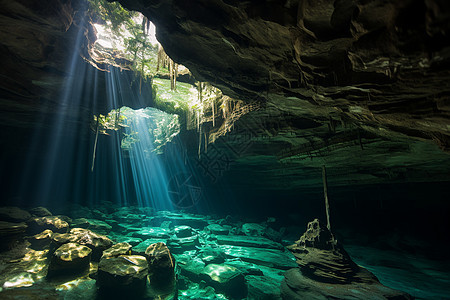 水下洞穴景观背景图片