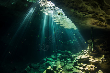 水下洞穴背景图片