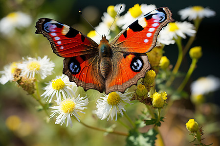 花朵上的彩色蝴蝶图片