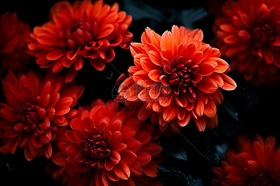 黑暗中绽放的菊花花朵图片