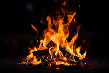 燃烧取暖的木堆背景图片