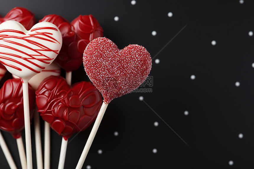 浪漫的心形棒棒糖图片