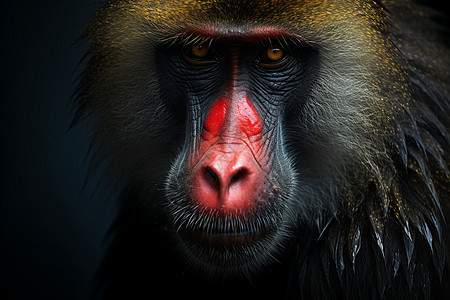 红色面容的红脸金丝猴背景图片