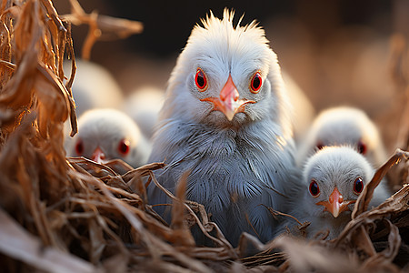 巢穴中的小鸡背景图片