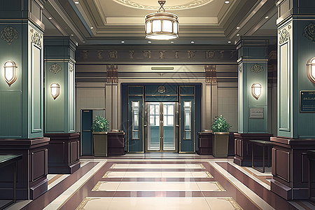 沉静美丽的银行大厅背景图片