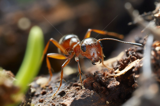 小红蚂蚁在土地上图片