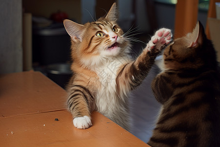 玩耍的虎斑猫图片