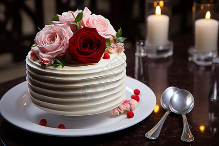 可口的玫瑰花蛋糕图片