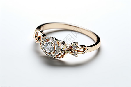 铂金戒指花朵设计的钻石戒指背景