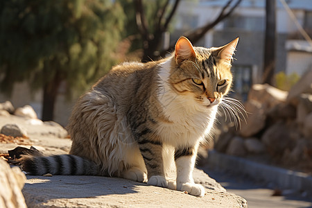 水泥地上的动物小猫图片