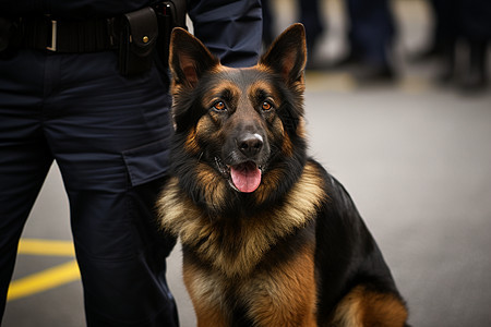 街道上巡逻的警犬图片
