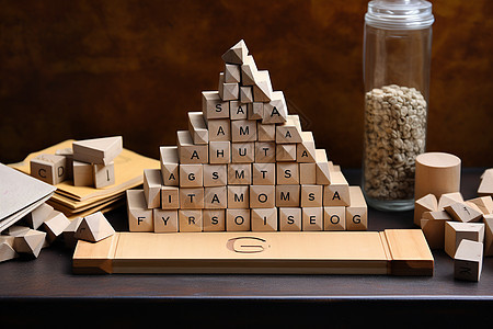 桌面上的字母金字塔图片
