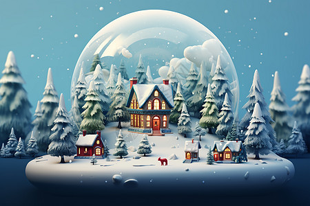 唯美的冬季主题水晶球图片