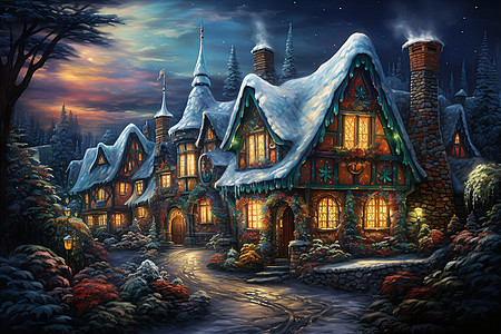 庆祝圣诞节的小屋背景图片