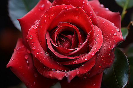 沾满雨滴的鲜艳玫瑰花图片