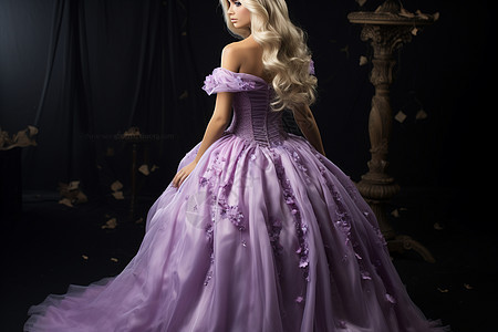 精致美丽的紫色婚纱裙图片