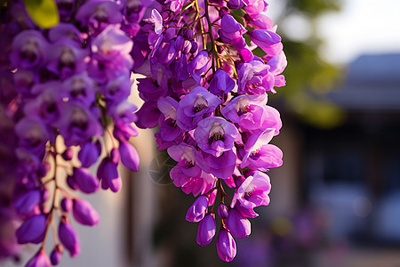 花园中的紫色花穗背景图片