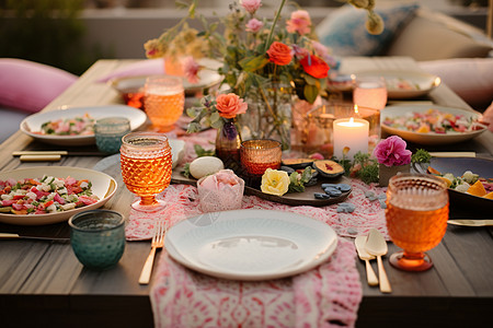 夏季浪漫的西餐晚宴图片