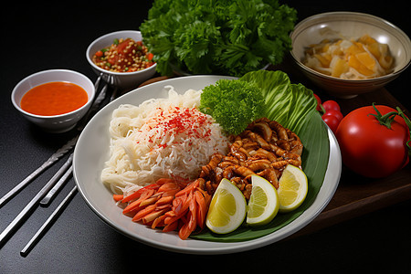 泰式青木瓜沙拉米饭图片