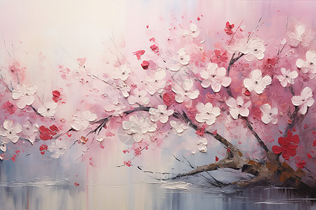 绘画的美丽花树背景图片