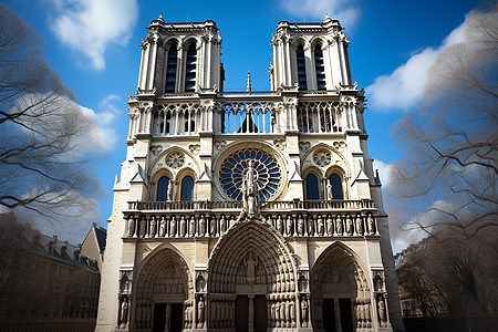巴黎圣母院前的巨大教堂图片