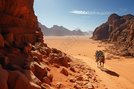 骑马穿越沙漠的人背景图片