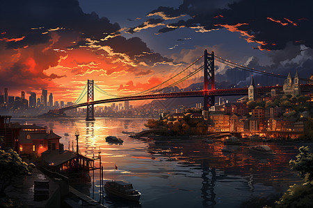 港口建筑的桥梁背景图片