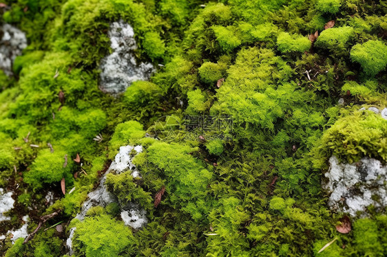 岩石上生长的苔藓图片