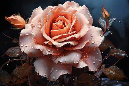 水珠点缀的玫瑰花图片