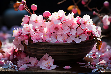 花瓣飞舞粉红花朵静物背景