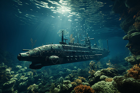 深海的潜艇图片