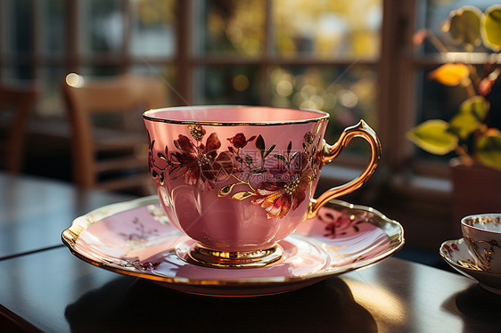 魅力粉色茶杯图片
