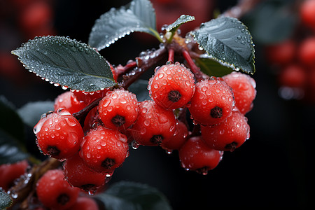 冰霜覆盖的浆果背景图片